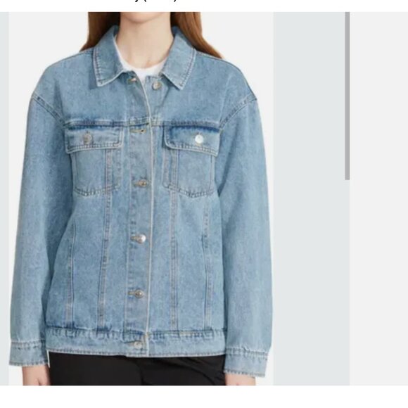 Steve Madden Denim Trucker Oversized Jacket Large - Picture 1 of 6